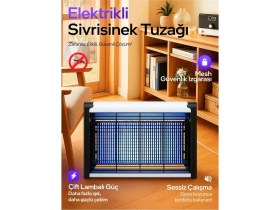 Resim Matechno Elektrikli Sineklik 30 M² Etkili Çift Ampullü Sinek Kovucu 8 W Metal Yapı ile Güçlü Koruma 