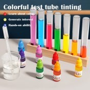 Resim 1 Set Çocuk Renk Karıştırma Test Tüpü Deney Seti, Duyusal Öğrenme ve İnce Motor Beceri Gelişimi için Eğitici Bilim Oyuncak, Çocuklar için Eğlenceli Bilişsel Oyun Seti, İdeal Doğum Günü Noel Hediyesi 