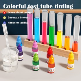 Resim 1 Set Çocuk Renk Karıştırma Test Tüpü Deney Seti, Duyusal Öğrenme ve İnce Motor Beceri Gelişimi için Eğitici Bilim Oyuncak, Çocuklar için Eğlenceli Bilişsel Oyun Seti, İdeal Doğum Günü Noel Hediyesi 