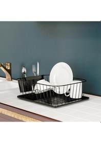 Resim Teknotel Tek Katlı Bulaşıklık Tabaklık Mat Siyah Kb084 