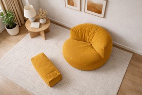 Resim Mila Modell Sarı Puff & Armut Koltuk Relax Koltuk & Ayak Puflu 