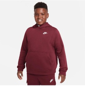 Resim Nike DA5114 - 638 Sportswear Hoodie Club Çocuk Bordo Sweatshirt 