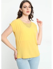 Resim Ella Camelia Kadın Dantel Detaylı Bluz 5010024 Sarı 