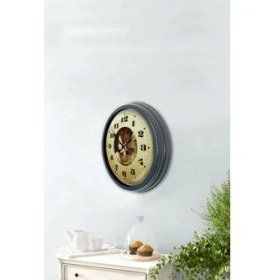 Resim Bahat Salon Ofis Duvar Saati Gri Alüminyum Çerçeve 40 cm Camlı 