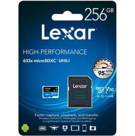 Resim Lexar 633x 256 GB MicroSDXC Class 10 UHS-I Hafıza Kartı + Adaptör 