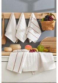 Resim Rebeka Home Collection Sophia El Yüz Mutfak Havlu Seti 6'lı 30 x 50 CM Krem 