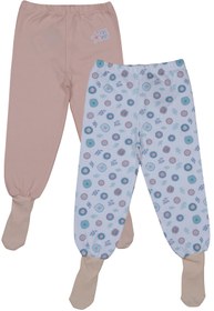 Resim Melekpare Kız Bebek Patikli Pantolon Kendinden Çoraplı Alt Pijama %100 Organik Pamuk Yumuşacık Kumaş 2'li Set 