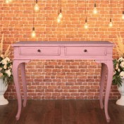 Resim Roys Ahşap 100 cm Çekmeceli Pembe Eskitme Dresuar 