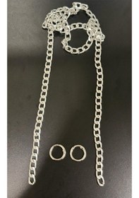 Resim Altın Renk Aksesuarlı El Ve Omuz Çanta Askısı Çanta Aksesuarı 100 Cm. Gümüş 