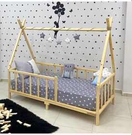 Resim Markaawm Markaawm Montessori Yatak Doğal Çam Ağacı Kızılderili 