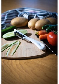 Resim Solingen Simli Beyaz Dikey Soyacak Paslanmaz Alman Çeliği, Ergonomik Sap, Çift Yönlü Kesici Ağız-199 Beyaz 