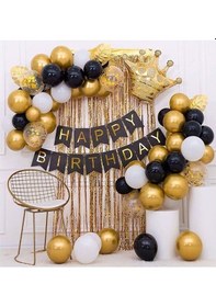 Resim Düvenci Ticaret Kral Taçlı Doğum Günü Seti Happy Bırthday 