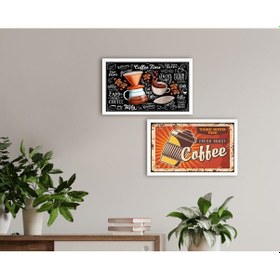 Resim Bk Home Coffee Tasarımlı Dekoratif 2'Li Ahşap Beyaz Çerçeveli Tab (551048017) 
