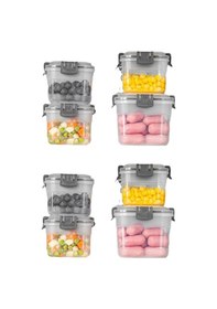 Resim Toptanfoni 8'li Kare Sızdırmaz Kapaklı Erzak Saklama Kabı Seti 0,300 Ml - 0,600 Ml - 1,200 Lt 1,900 Lt Şeffaf 