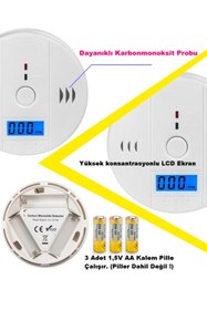 Resim Genel Markalar Lcd Ekran Duman Dedektör Alarm Cihazı Karbonmonoksit Dedektörü Kablosuz Pilli Duman Dedektörü 