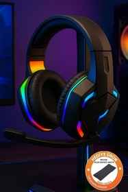 Resim Polygold PG-6972 Mikrofonlu RGB Oyuncu Kulaklığı 