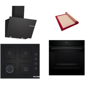 Resim Bosch Siyah 3 lü Ankastre Set (HJG852YB0T-POP6C6P30O-DWK66PJ60T) 3D Fry - Pişirme Matı ile 