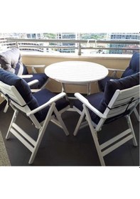Resim Pamukkale Bahçe-Balkon Seti: 70Cm Masa + 2 Adet Sandalye 