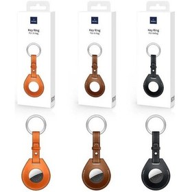 Resim Airtag Deri Anahtarlık Kılıfı Wiwu Key Ring Airtag Anahtarlık 