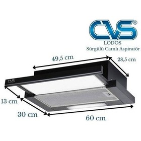 Resim Cvs DN1147 Lodos Sürgülü Camlı Tek Filtre Aspiratör 