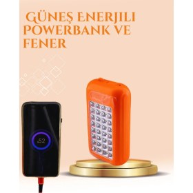 Resim SiHako Gold Silver Güneş Enerjili Işıldak – 10000 Mah, Taşınabilir, Suya Dayanıklı, 32 LED 
