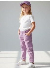 Resim Zekids Kız Bebek Beli Lastikli Yumuşak Dokulu Pantolon-16727 Lila 