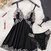 Resim 2 adet Şık Renk Bloğu Çiçek Dantel Gecelik Seti Kadınlar İçin - V-Yaka, Yarı Şeffaf Kurdele Elbise & Şort, Kolsuz, Tüm Mevsim Uyku Giyimi, Ev Giyimi, Yetişkin Bedeni, Şık Gecelik | V-Yaka Tasarımı | Kolsuz Elbise, Kadınlar İçin Uyku Pijamaları, Kadınlar İçin İç Çamaşırı, Kadınlar İçin İç Giyim, Kadınlar İçin Şık Pijamalar, Kadınlar İçin Pijama Seti, Kadınlar İçin Gece Giyimi 