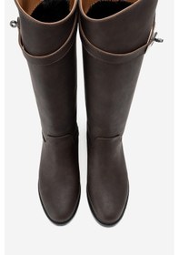 Resim Luvishoes Luvi Shoes Yoko Kahverengi Nubuk Kemerli Kadın Binici Çizme Kahverengi 