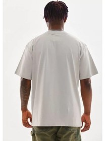 Resim Modi Green Unisex Günlük Stil Klasik Gri Melanj Bisiklet Yaka Oversize Tişör 