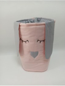 Resim Ege HOME Decoration&Accessories Pembe Gri Oyuncak Kirli Sepeti 