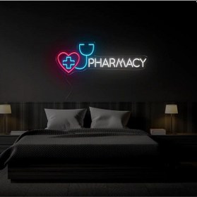 Resim Pharmacy Yazılı Ve Şekilli Neon Tabela Beyaz 