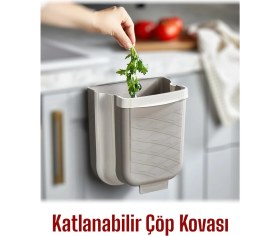 Resim Katlanabilir Banyo ve Mutfak Çöp Kovası, 6 Lt, Tezgah Üstü Akordiyon 