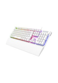 Resim Rampage KB-RX77 Runner Beyaz USB Rainbow Aydınlatmalı Q Bilek Destekli Gaming Klavye 