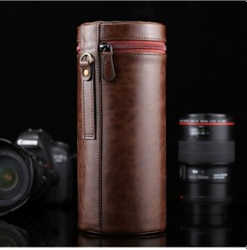 Resim Sones Dslr Kamera Lensi Uyumlu Ekstra Büyük Lens Kılıfı Fermuarlı Pu Deri Çanta Kutusu, Boyut: 24.5 10.5 10.5cm Kahve 