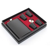 Resim Paslanmaz Çelik 4 Shot Bardaklı Matara Seti Siyah Renk 