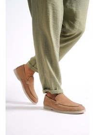 Resim Mubiano Hakiki Deri - Mbkry22103bj Bej Nubuk Erkek Loafer Bej 