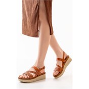 Resim 730-152 Taba Ortopedik Hakiki Deri Dolgu Kadın Sandalet Siyah 