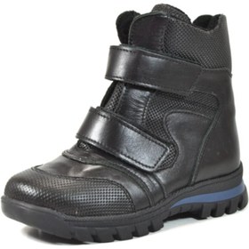 Resim Bayrak T.354 Hakiki Deri Siyah Cırtlı Trekking Erkek Çocuk Bot 26-30 