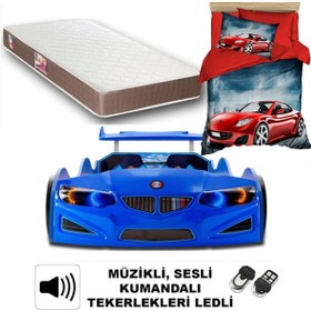 Resim supercarbeds Bmw - Full - Arabalı Yatak Araba Karyola - Ortapedik Yatak + 3d Nevresim 