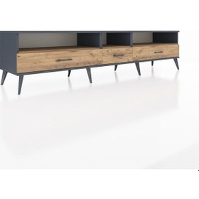 Resim Hyperion Tv Ünitesi 3 Raflı 3 Çekmeceli 220x44x51 Antrasit-çam Atlas Çam/atlas Çam - Antrasıt 