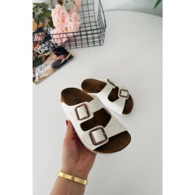 Resim Miniğimin Cicileri Mantar Tabanlı Unisex Çocuk Terliği - Beyaz 