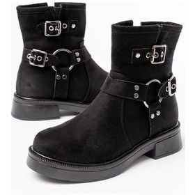 Resim 02-2013 Siyah Süet Toka Aksesuarlı Fermuarlı Günlük Kadın Bot Siyah 