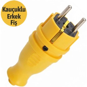 Resim Nzb Kauçuk Erkek Düz Fiş Sarı Renk Darbeye Dayanıklı Elektrik Fişi Güvenli Bağlantı Atölye Ev Kullanımı 