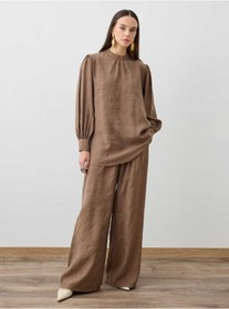 Resim Refka Modal Kumaşlı Klasik Tunik&Pantolon İkili Takım - Vizon - - Exclusive 