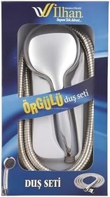 Resim İlhan Örgülü Duş Seti, 3 Fonksiyonlu Akış, 360 Derece Krom Spiral, Çift Kenetli 1/2 Bağlantılı Hortum, Kirece, Bükülmeye ve Yüksek Basınca Dayanıklı, Kolay Montaj, Duş Takımı 