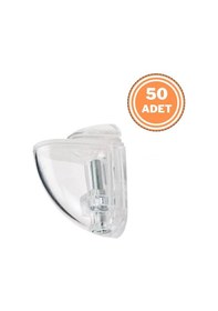 Resim 50 Adet Pelikan Plastik Cam Raf Tutucu Etejer Şeffaf Kırılmaz 