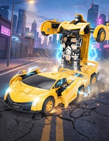 Resim Fidan oyuncak Transformers Robot Çek Bırak Kendiliğinden Robota Dönüşen Lamborghini Araba Sarı 