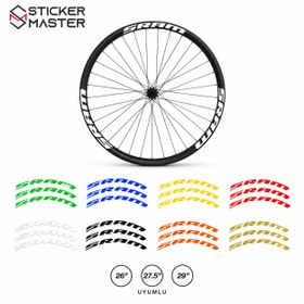 Resim SRAM Uyumlu Bisiklet Jant Sticker Seti 12 Adet | Premium Çıkartma - 26" / Mavi 