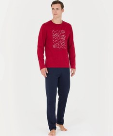 Resim Pierre Cardin 6030 Uzun Kol Erkek Pijama Takımı V1 Bordo 