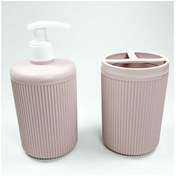 Resim Plastik Sıvı Sabunluk ve Diş Fırçalık Set Renk Pudra 
